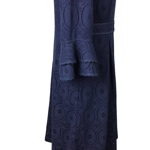 Rabbit Rabbit Rabbit Empire Waist Navy Blue Lace A Line Dress Bell Sleeve sz 10 - Picture 7 of 11